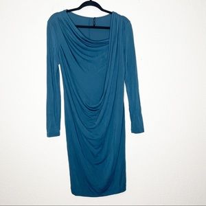 Lafayette 148 viscose teal drapey dress